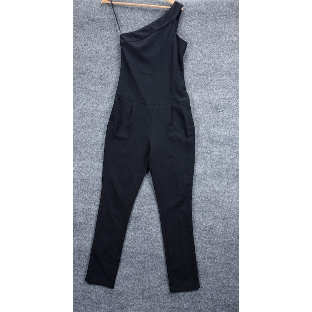 BCB Generation Black Jumpsuit Womens Size 2 One Shoulder‎ Asymmetrical One-Piece
